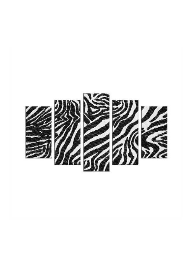 Bonamaison 5-Piece Zebra Themed Decorative Canvas Wall Painting Set Black/White 110x60cm  - Image 1