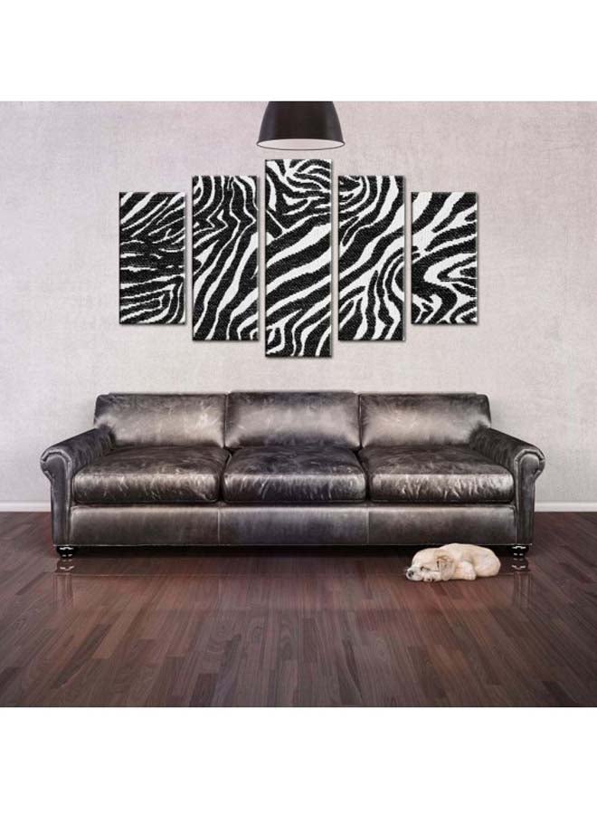 Bonamaison 5-Piece Zebra Themed Decorative Canvas Wall Painting Set Black/White 110x60cm  - Image 3