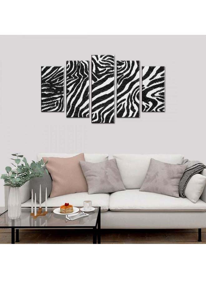 Bonamaison 5-Piece Zebra Themed Decorative Canvas Wall Painting Set Black/White 110x60cm  - Image 2