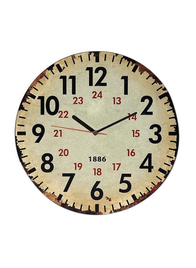 MT Wooden Analog Wall Clock Beige/Black/Brown 50x50cm
