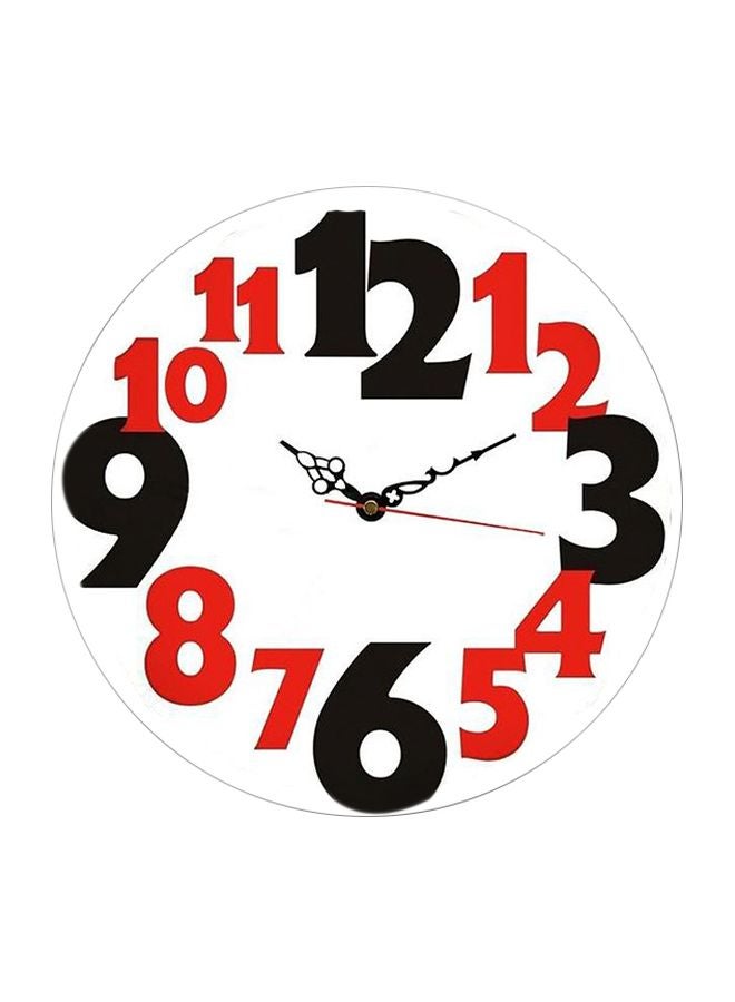 أم تي ساعة حائط بعقارب من الخشب أبيض/أحمر/أسود 50x50سم