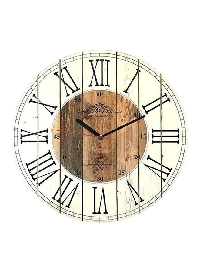 MT Wooden Analog Wall Clock White/Brown/Black 50x50cm