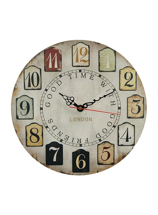 أم تي ساعة حائط بعقارب من الخشب رمادي/أصفر/أسود 50x50سم