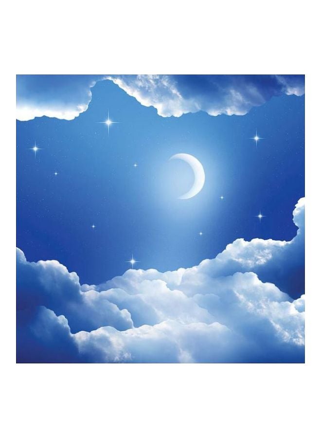 Sasb Moon Themed Wall Painting Without Frame Blue/White 30x30cm - Image 1