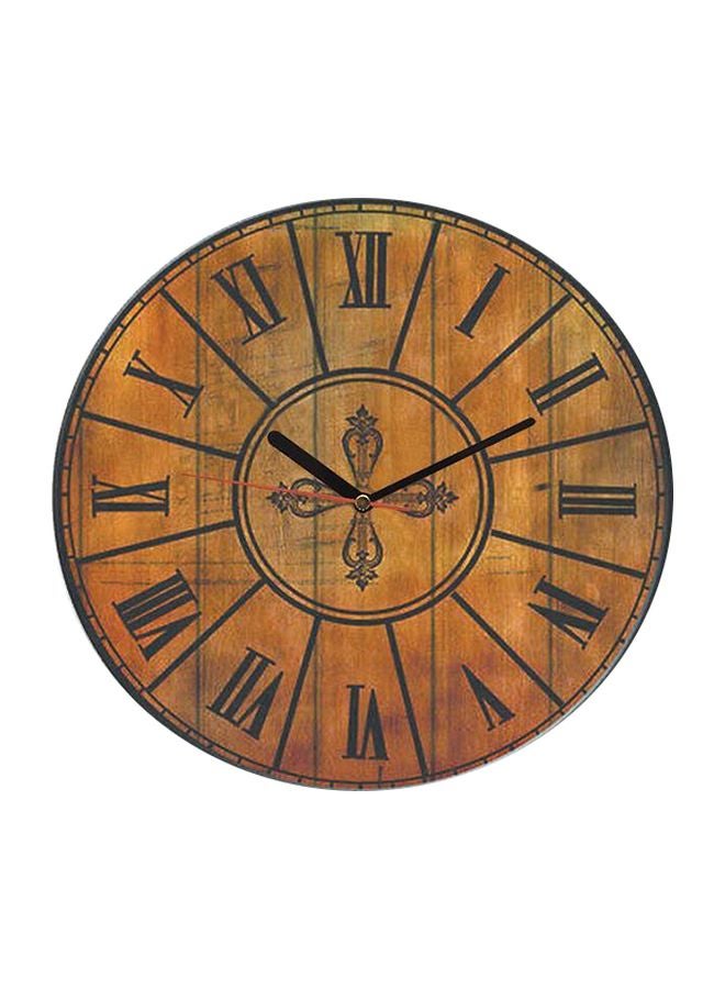 MT Wooden Analog Wall Clock Brown/Black 50x50cm 