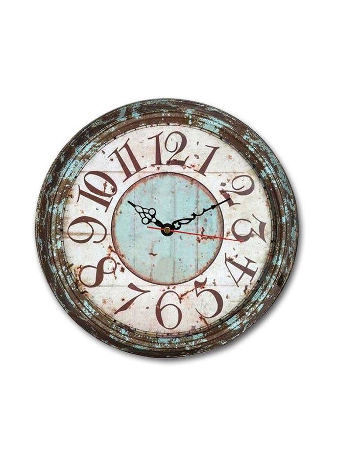 MT Wooden Analog Wall Clock Brown/Blue/White 50x50cm 