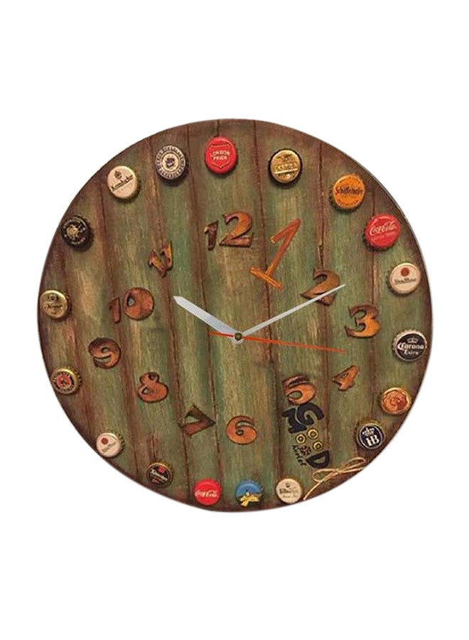 MT Wooden Analog Wall Clock Green/Brown/Red 50x50cm