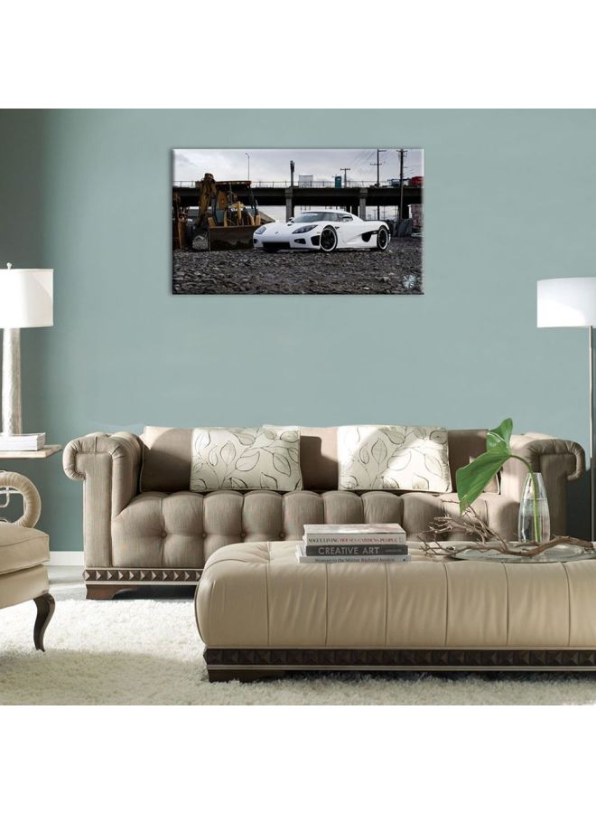 Bonamaison Decorative Car Themed Canvas Wall Painting With Frame White/Black/Yellow 30x45cm  - Image 2