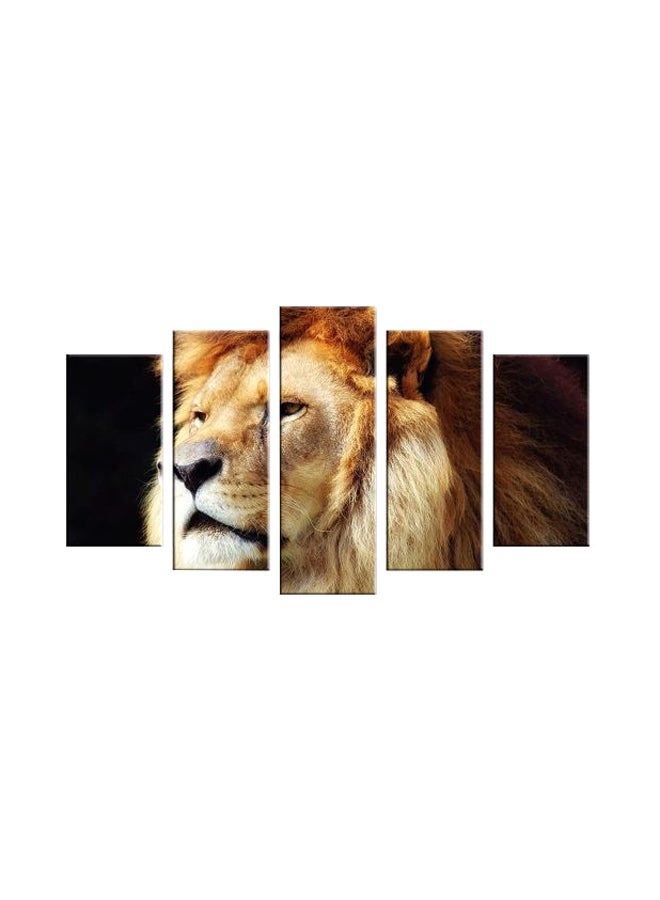 Bonamaison 5-Piece Lion Canvas Painting Set Beige/White/Black 110x60cm 