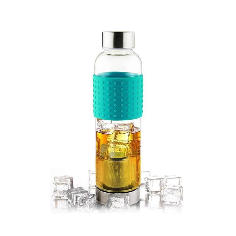 asobu - Ice Tea and Coffee Infuser Glass Water Bottle Turquoise 8x8x20cm - Image 1