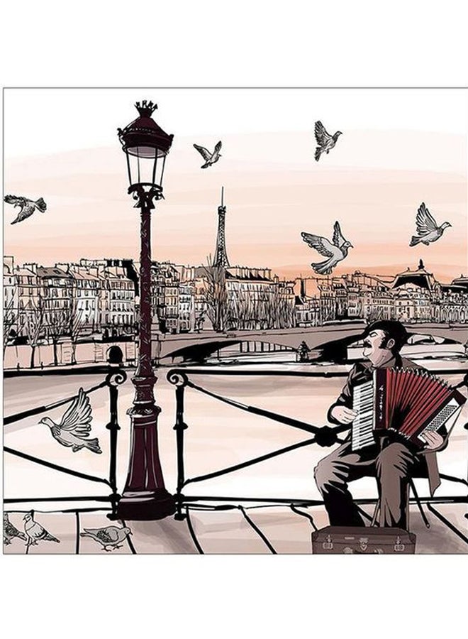 Sasb - City Themed Wall Painting Without Frame Brown/White/Black 30x30x0.3cm - Image 1