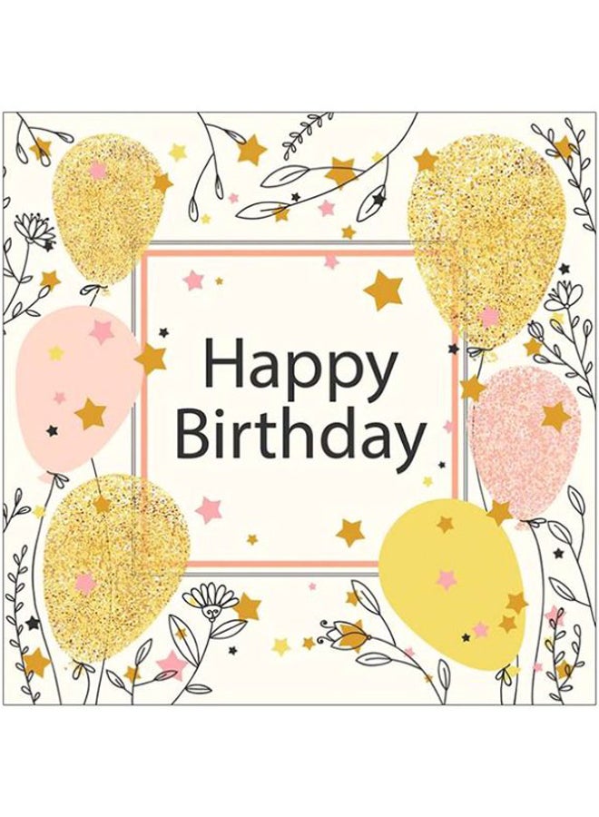 Sasb Happy Birthday Themed Wall Painting Without Frame White/Pink/Gold 20x20cm  - Image 1