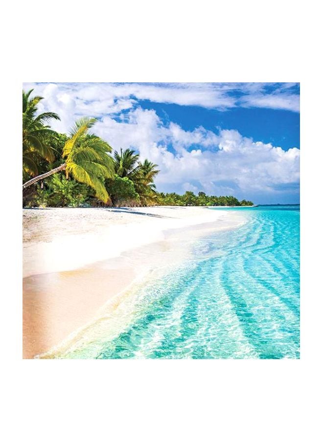Sasb Beach Themed Wall Painting Without Frame Blue/Beige/Green 30x30x30cm  - Image 1