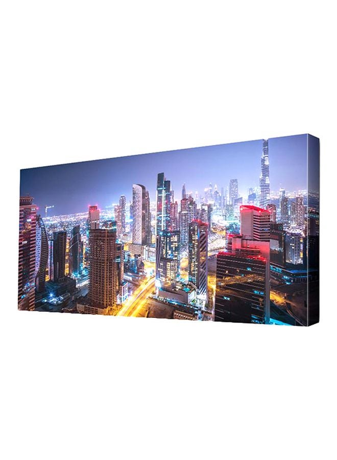 Cityscape Themed Canvas Wall Art With Frame Blue/Yellow/Red 100x45cm - v1599123681/N40088226A_1