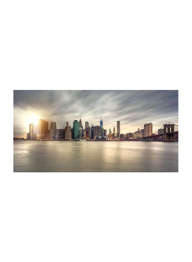 Sasb City Themed Wall Painting Without Frame Grey/White/Green 30x15cm 