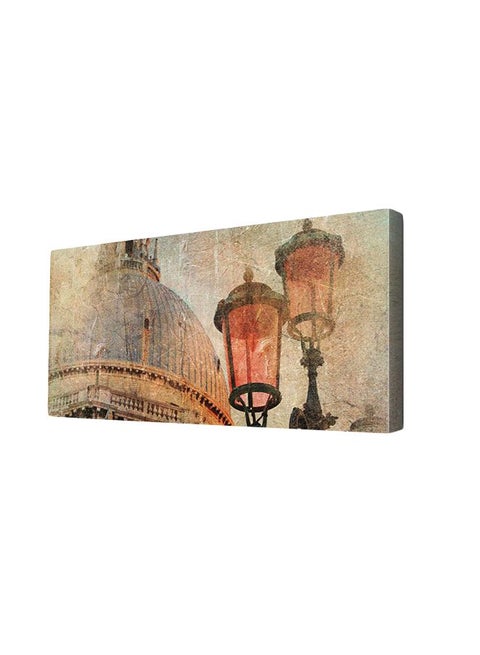 Lamp Shade Themed Decorative Wall Print With Frame Grey/Red/Black 100x45x2cm