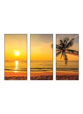 3-Piece Sea Beach Themed Decorative Wall Painting Set Without Frame Yellow/Green/Brown 120x80cm - v1599123915/N40090478A_1