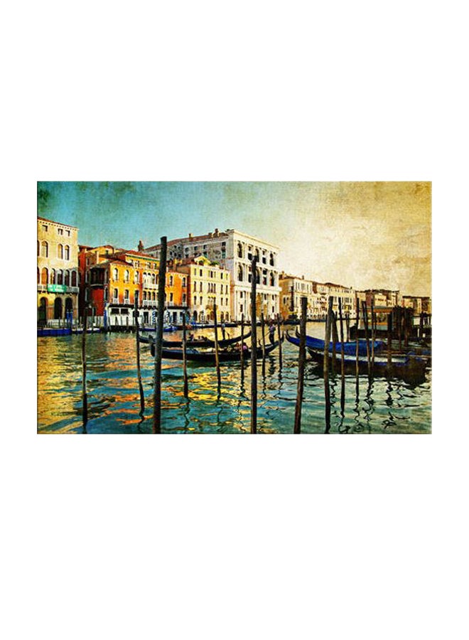 Shining Landscape And Nature Canvas Painting Blue/Beige/Brown 45x70cm  - Image 1