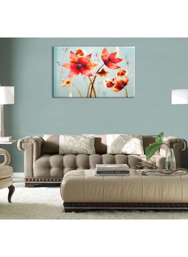 بونامايسون لوحة فنية لديكور الحائط مزودة بإطار بتصميم يمثل زهوراً أحمر/أزرق 30x45سم  - Image 2