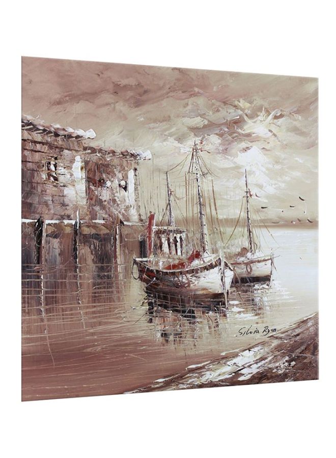 Bonamaison Landscape Themed Decorative Wall Painting With Frame Brown/White 40x40cm  - Image 2