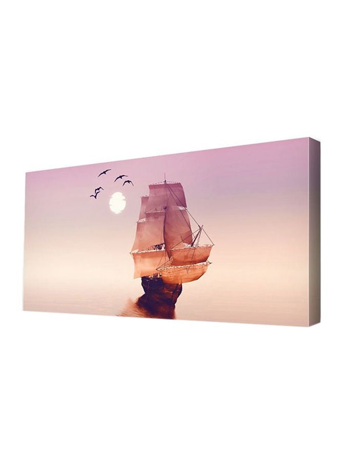 Ship Themed Canvas Print With Frame Pink/Beige/Brown 100x45cm - v1599124137/N40088069A_1