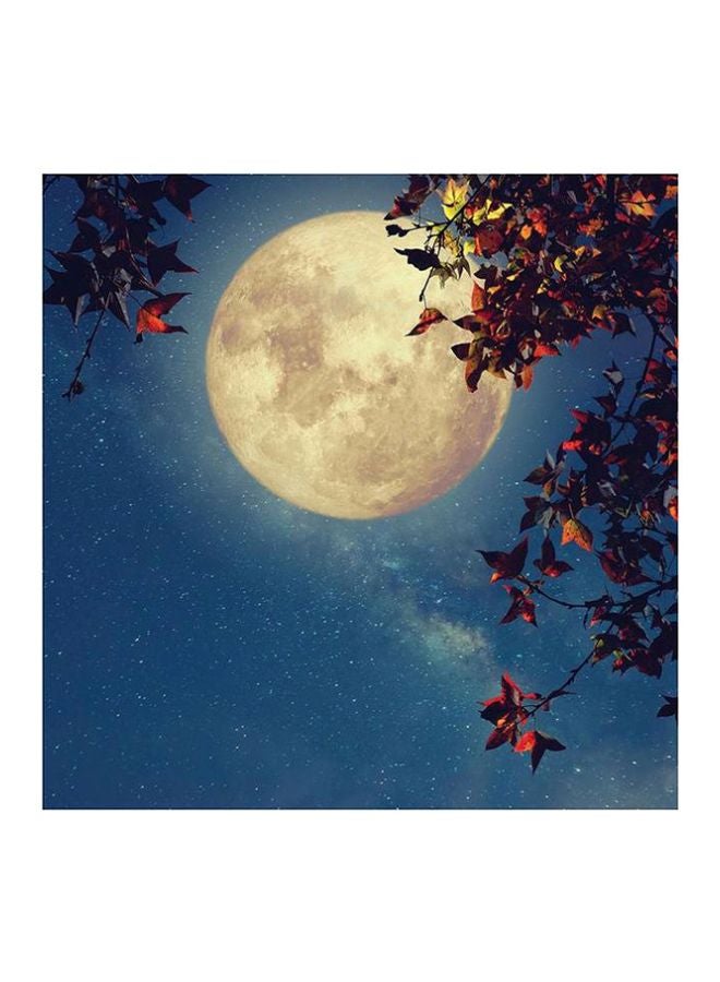 Sasb - Moon Themed Decorative Wall Painting Without Frame Blue/Beige/Red 30x30x3cm - Image 1