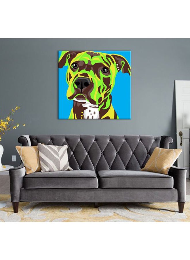 Bonamaison Dog Themed Decorative Wall Painting With Frame Green/Brown/Blue 40x40cm  - Image 2