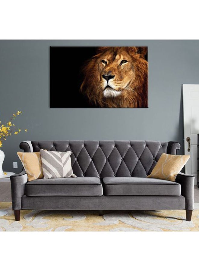 Bonamaison Lion Themed Decorative Wall Painting With Frame Brown/Black 40x60cm  - Image 2