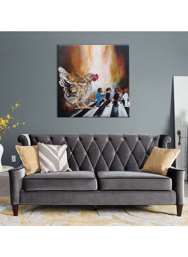 بونامايسون لوحة فنية لديكور الحائط مزودة بإطار، برسمة دجاجة البني/الأزرق/الأحمر 40x40سم  - Image 2