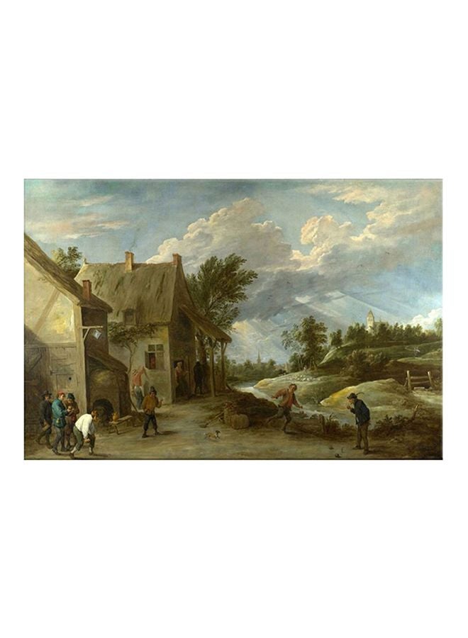 بونامايسون لوحة فنية لديكور الحائط والزينة بطبعة منظر طبيعي مع إطار أخضر/أبيض 30x45سم - Image 1