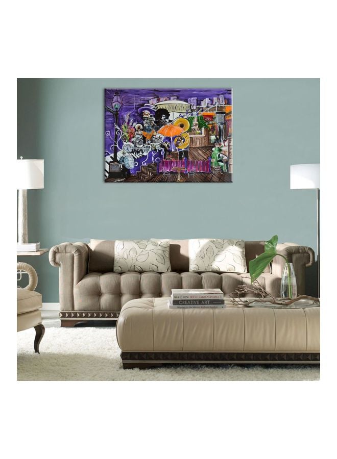 بونامايسون لوحة فنية لزينة الحائط مع إطار بتصميم معاصر بنفسجي/أخضر/أصفر 30x45سم  - Image 2