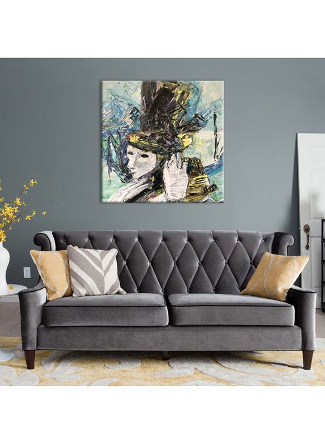 Bonamaison Abstract Themed Decorative Wall Painting With Frame White/Yellow/Blue 40x40cm  - Image 2