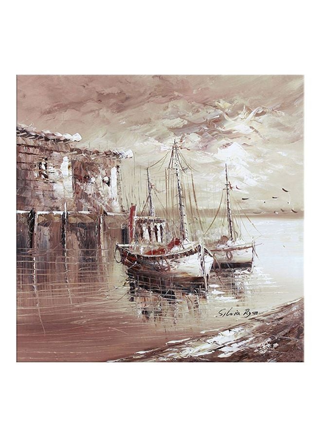 Bonamaison Landscape Themed Decorative Wall Painting With Frame Brown/White 40x40cm  - Image 1