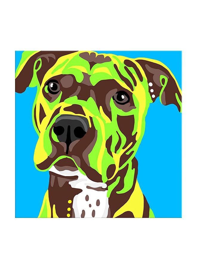 Bonamaison Dog Themed Decorative Wall Painting With Frame Green/Brown/Blue 40x40cm  - Image 1
