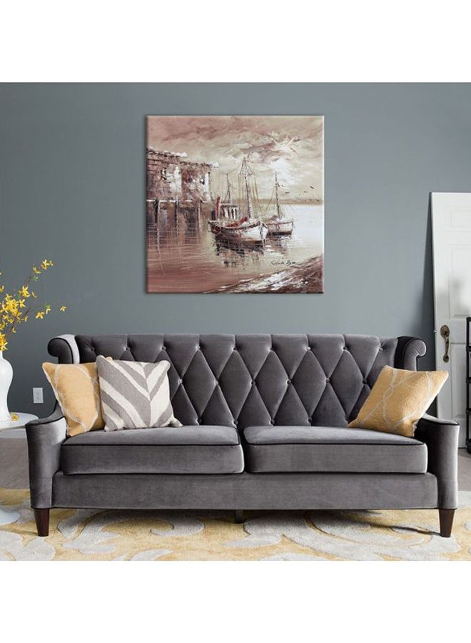 Bonamaison Landscape Themed Decorative Wall Painting With Frame Brown/White 40x40cm  - Image 3