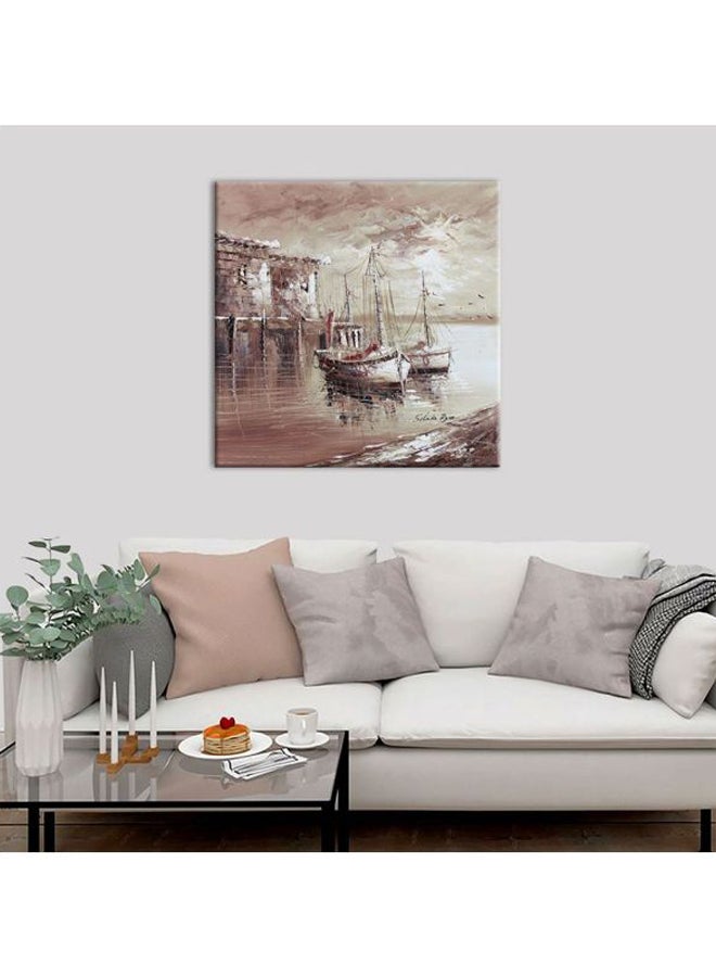 Bonamaison Landscape Themed Decorative Wall Painting With Frame Brown/White 40x40cm  - Image 4