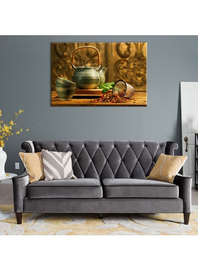 Bonamaison Decorative Canvas Painting With Frame Gold/Green/Black 60x40cm  - Image 2