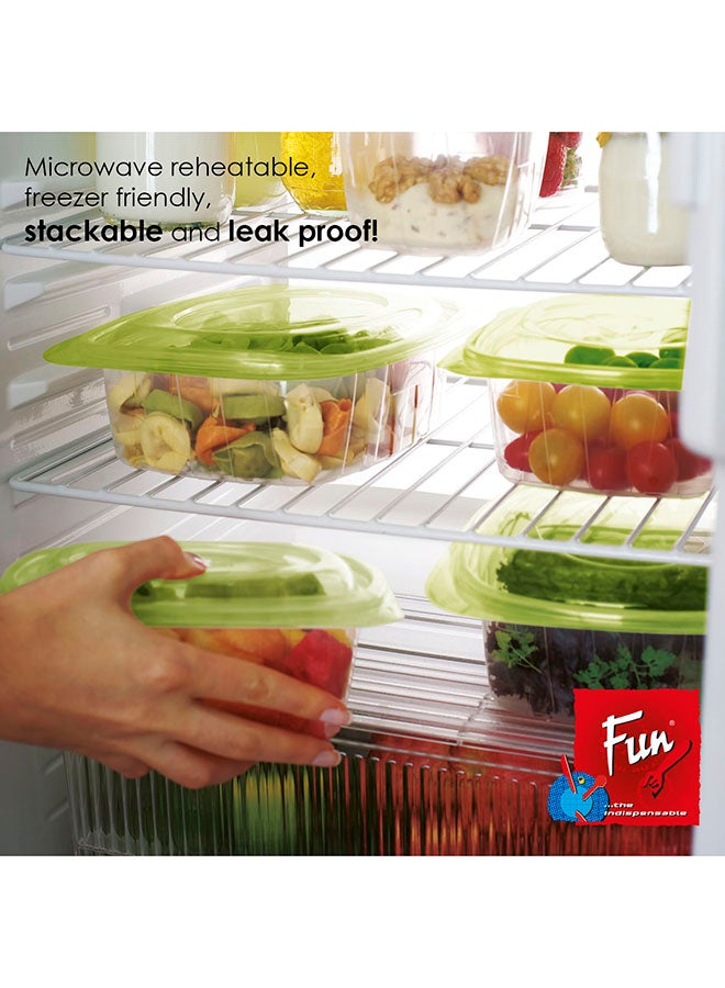 Fun Pack Of 4 Multipurpose Plastic Containers With Lids Clear/Green  - Image 2