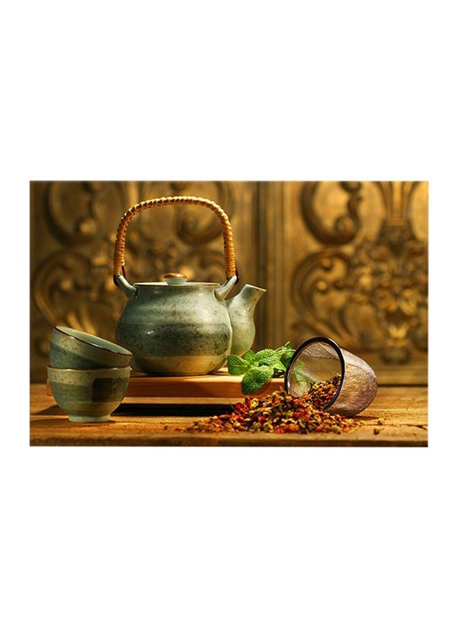 Bonamaison Decorative Canvas Painting With Frame Gold/Green/Black 60x40cm  - Image 1