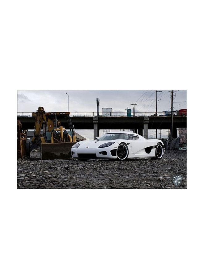 Bonamaison Decorative Car Themed Canvas Wall Painting With Frame White/Black/Yellow 30x45cm  - Image 1