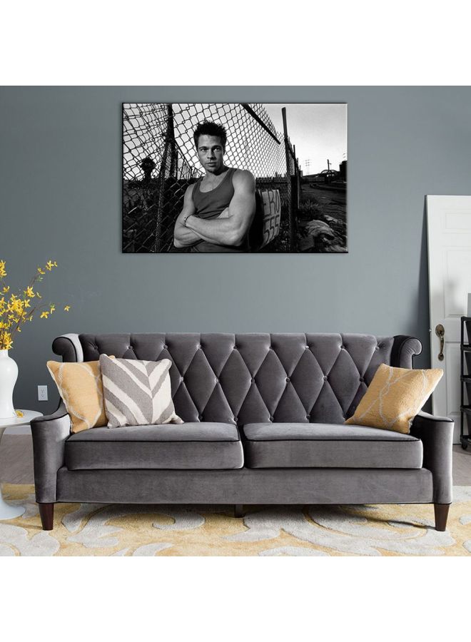 Bonamaison Brad Pitt Themed Canvas Wall Painting With Frame Grey/Black 30x45cm  - Image 4