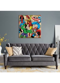 Bonamaison Avengers Themed Canvas Wall Painting With Frame Red/Blue/Green 40x40cm  - Image 2