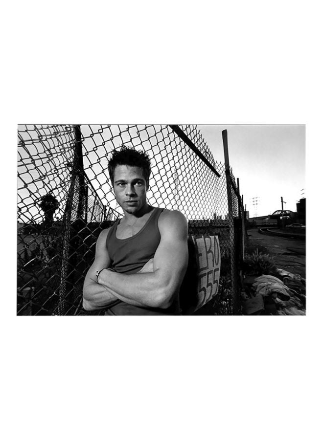 Bonamaison Brad Pitt Themed Canvas Wall Painting With Frame Grey/Black 30x45cm  - Image 1