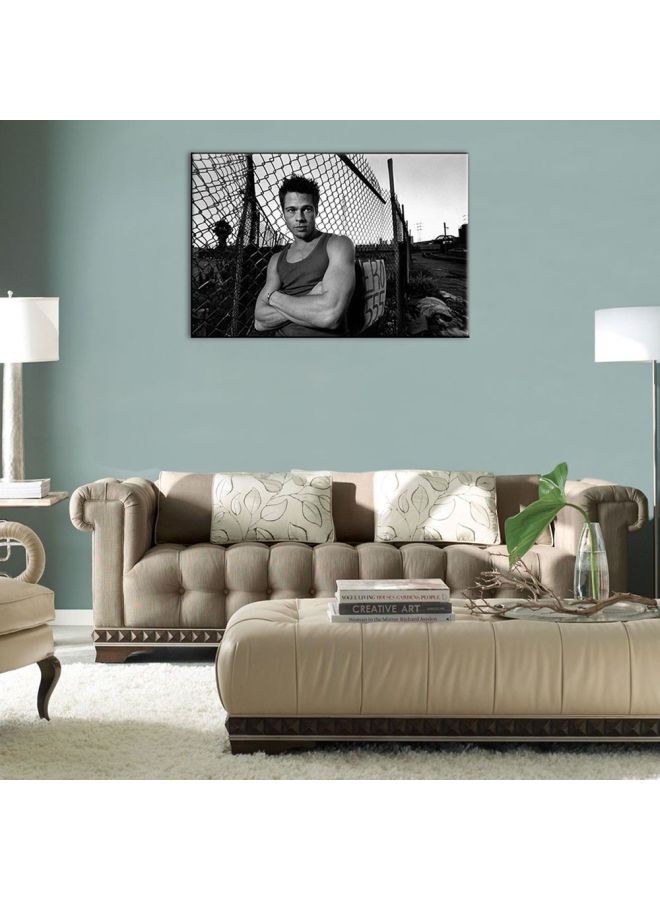 Bonamaison Brad Pitt Themed Canvas Wall Painting With Frame Grey/Black 30x45cm  - Image 3