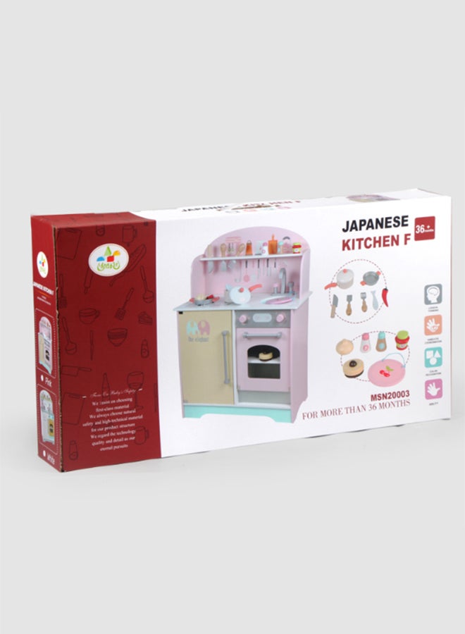 Wooden Authentic Detailing Rich Unique Design Pretend Kitchen Play Set 75x41x26cm - Image 2