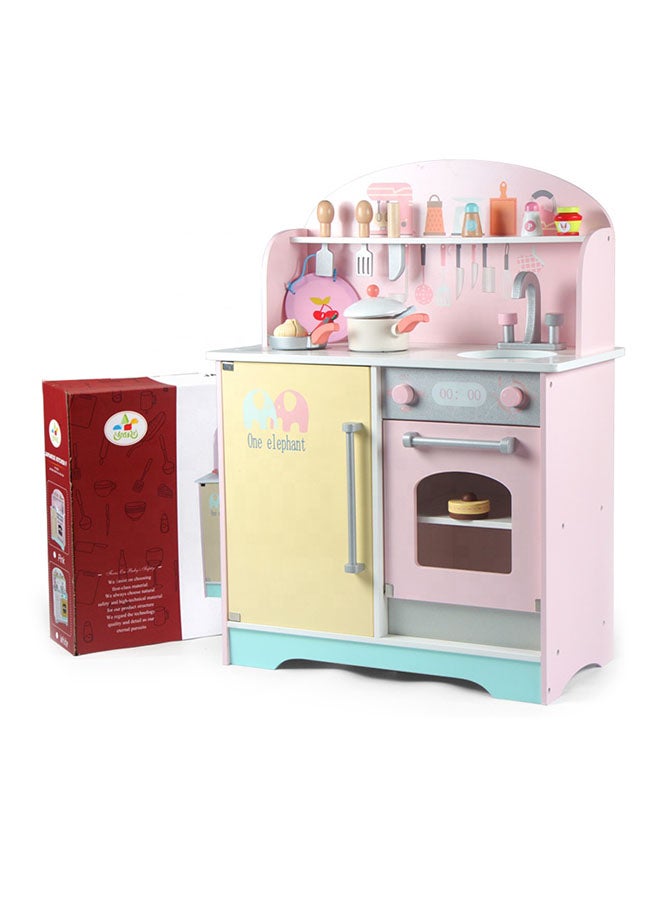 Wooden Authentic Detailing Rich Unique Design Pretend Kitchen Play Set 75x41x26cm - Image 3