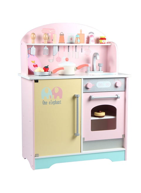 Wooden Authentic Detailing Rich Unique Design Pretend Kitchen Play Set 75x41x26cm