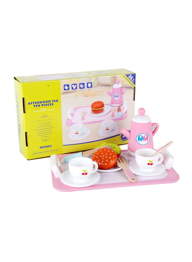 10-Piece Wooden Simulation Tea Set - Image 1