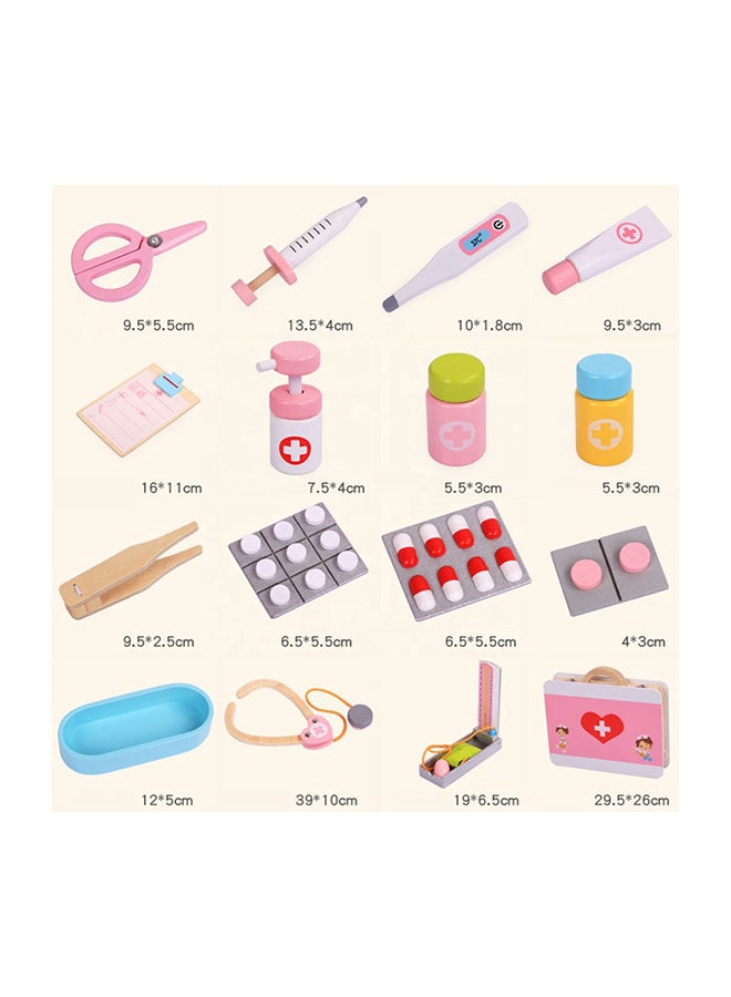 16-Piece Wooden First-Aid Hospital Tool Set Pink Color 3+ Year Premium Quality 30x26cm - Image 2