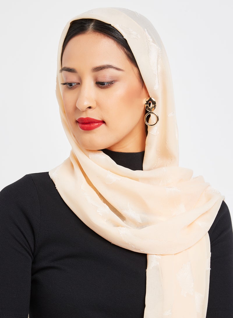 Rosh - Leaf Embellished Hijab Scarf Cornsilk - Image 1